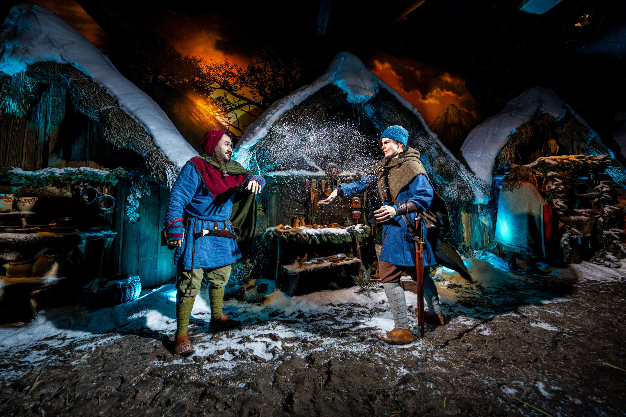 Winter is Coming JORVIK Viking Centre braces for unique icy blast • Little Vikings - York for Kids Snow-covered Viking village scene at JORVIK Viking Centre during A Winter Adventure, York.