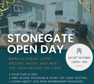 Stonegate Medical Clinic Open Day in York – family-friendly private GP clinic with tours, free health checks and membership information.